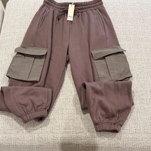 Buckle Women's Brown Cargo Pocket Jogger Pants with Pockets